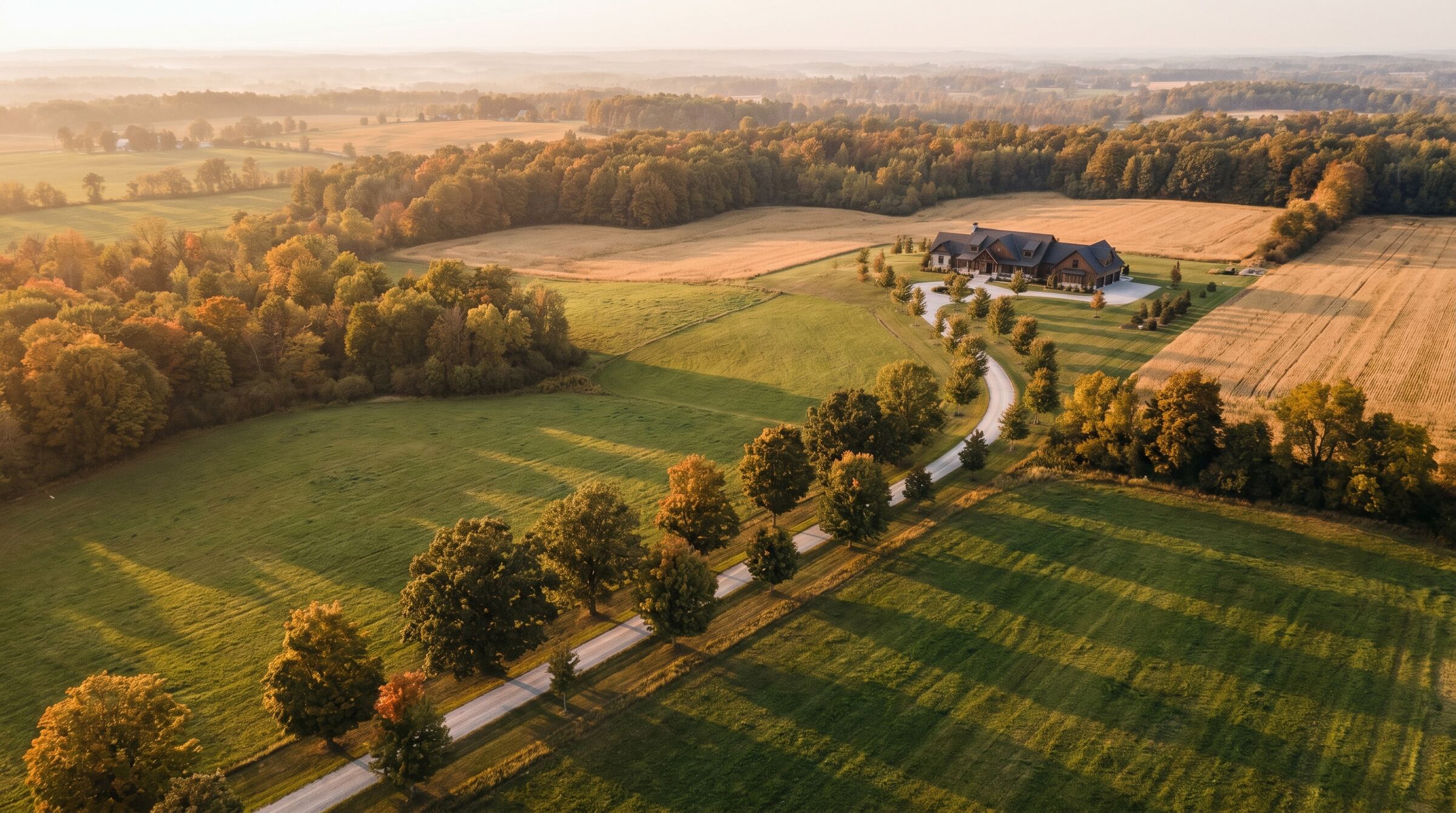 Rolling Greater Toronto Area countryside at golden hour
