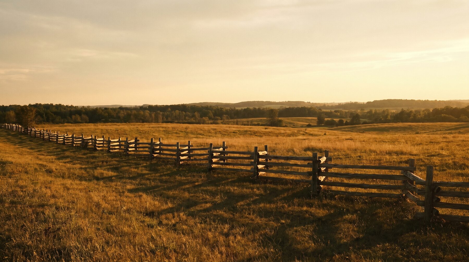 Open development land in Caledon at golden hour